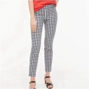 J. Crew Navy Blue and White Gingham Plaid Ankle Pants